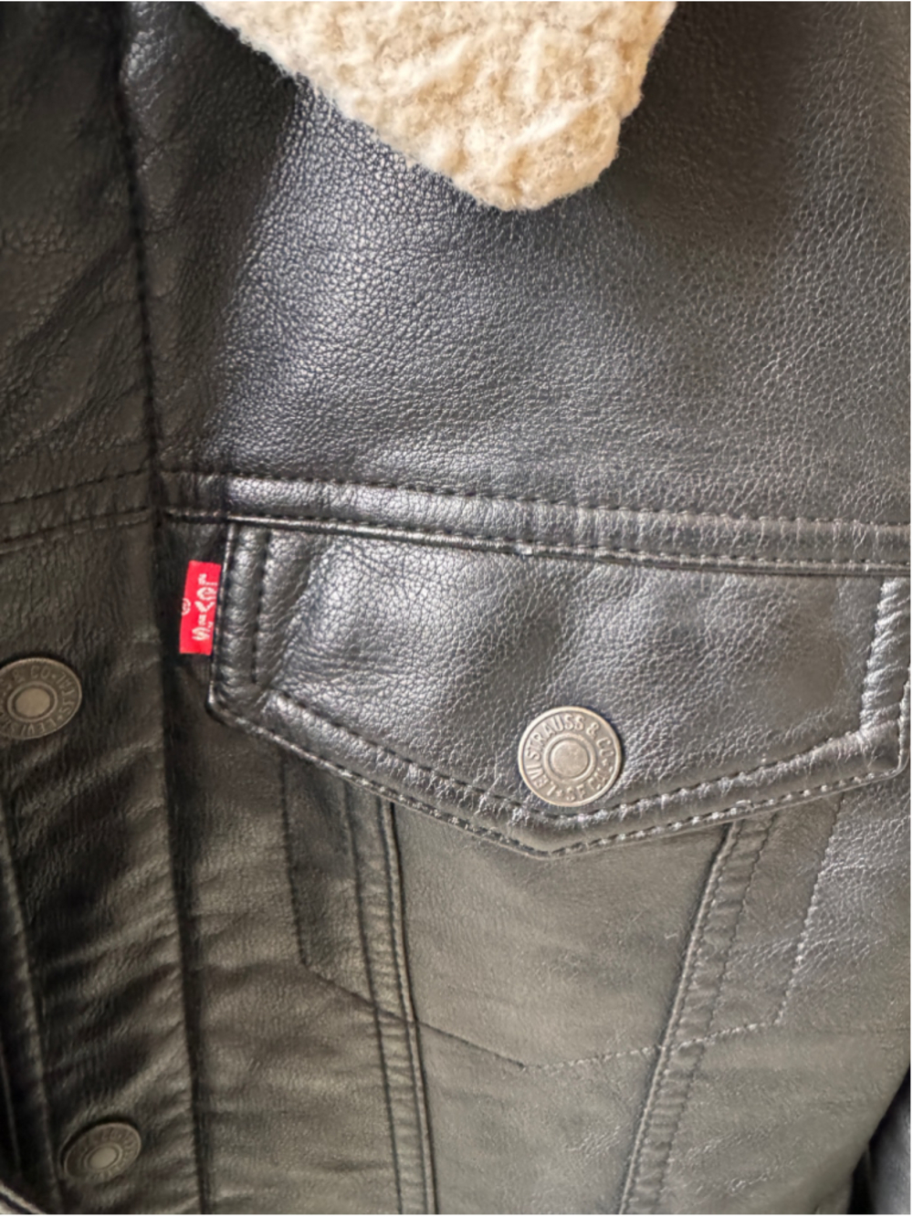 Levi's Faux Leather Jacket Black Big Boys Size M (10/12) - Picture 4 of 6